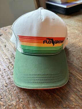FLOGROWN  University of Miami White Trucker Hat with Black Logo Trim